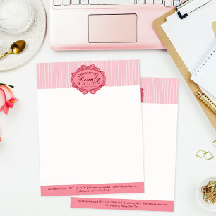 Papel Timbrado Elegante Moldura Vintage Rosa Salão de Beleza