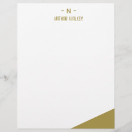 Papel Timbrado Elegante Monograma em Dourado e Cinza I Minimalist