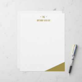 Papel Timbrado Elegante Monograma em Dourado e Cinza I Minimalist