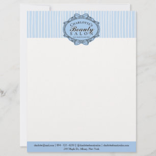 Papel Timbrado Elegante Quadro Azul Pálido Vintage Salão de Belez