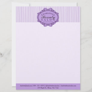 Papel Timbrado Elegante Quadro Vintage Roxo Salão de Beleza