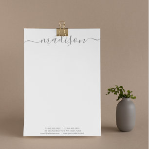 Papel Timbrado Elegante Tipografia de Cinzas Nome Script Mail