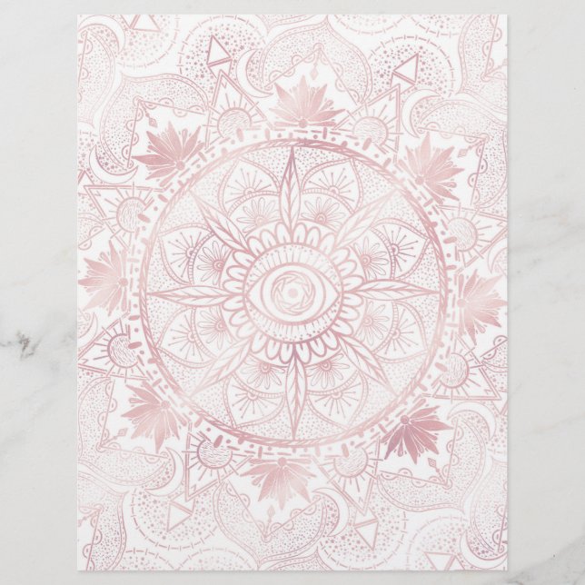Papel Timbrado Elegante White Rose Dourada Olho Sol Lua Mandala (Frente)