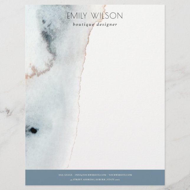 Papel Timbrado Embalagem Dourada de Aqua Azul Elegante (Frente)