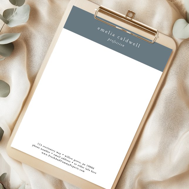 Papel Timbrado EMELIA Marinho Personal Business Professional Comp (EMELIA Navy Personal Business Professional Company Letterhead)