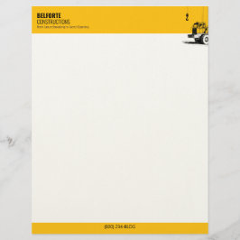 Papel Timbrado Empresa de Construção Yellow & Black Crane