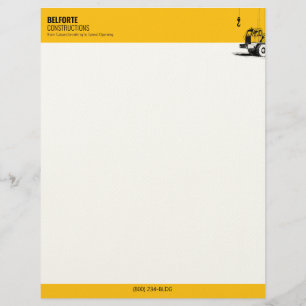 Papel Timbrado Empresa de Construção Yellow & Black Crane