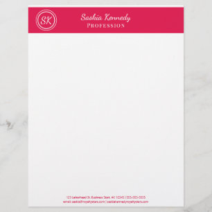 Papel Timbrado Empresa Elegante de Monograma Profissional Vermelh