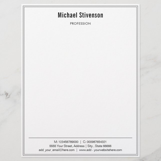 Papel Timbrado Empresa Personalizada Moderna Quadro Letterhead (Frente)