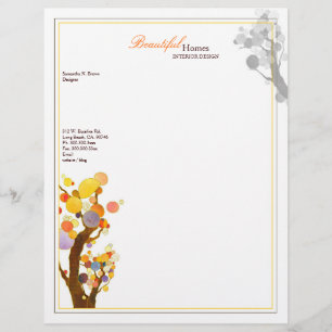 Papel Timbrado Empresas de Design Interior do Whimsical Boho Tree
