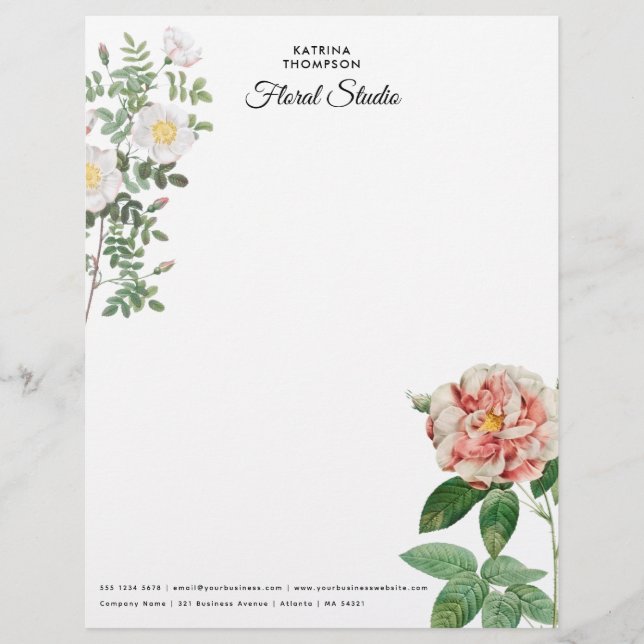 Papel Timbrado Empresas minimalistas de Rosas flexíveis (Frente)