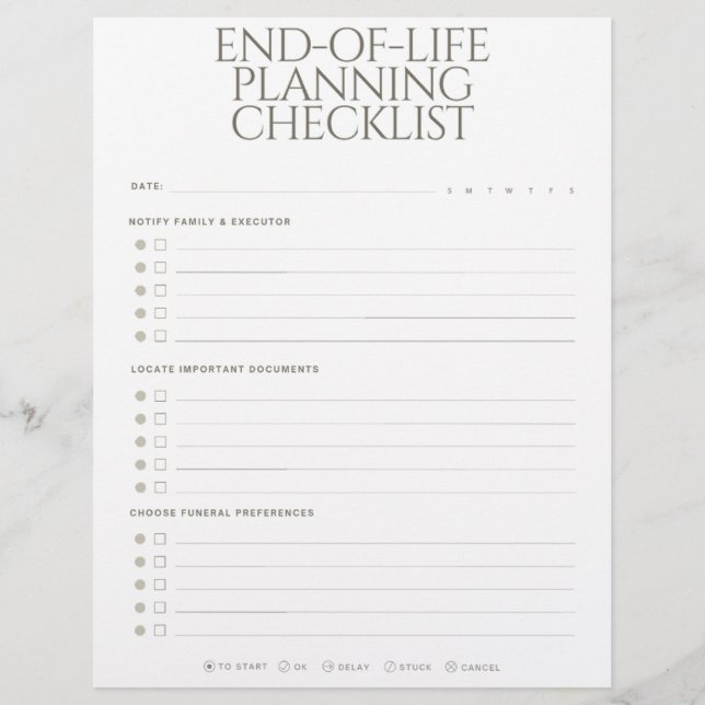 Papel Timbrado End-of-Life Planning Checklist (Frente)