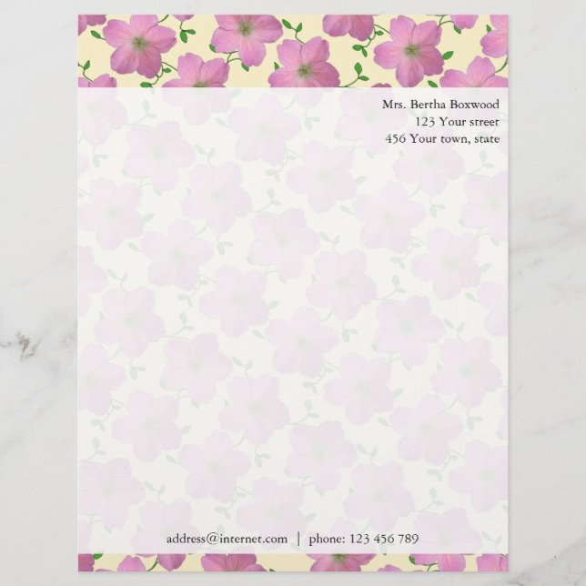 Papel Timbrado Endereço Personalizado de Fotografias das Flores d (Frente)