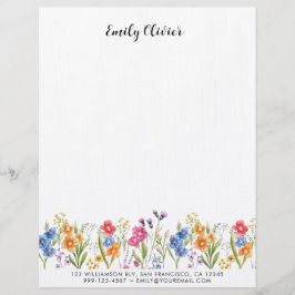 Papel Timbrado Endereço Personalizado do Nome Floral Clássico de