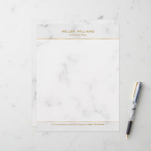 Papel Timbrado Ênfase Dourada do Traço Branco Personalizado