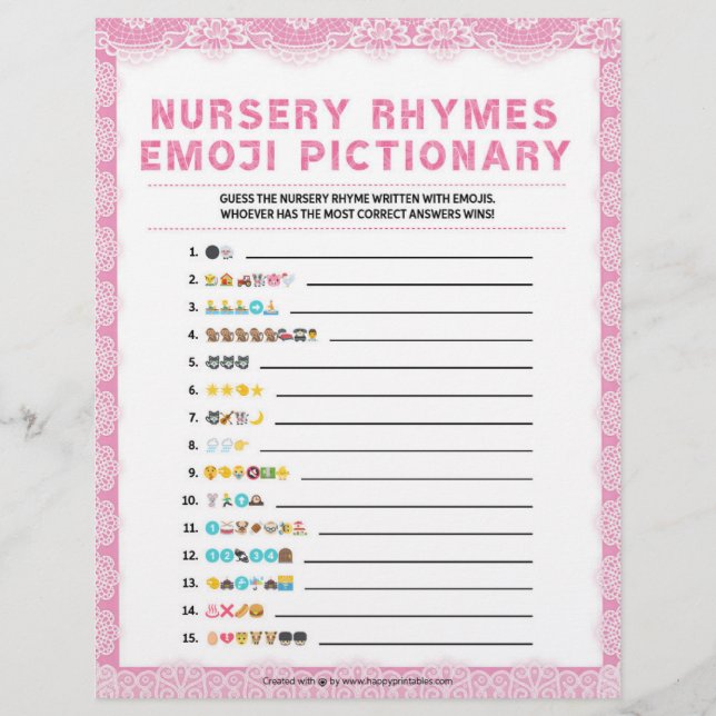 Papel Timbrado Enfermeiro Rhymes Emoji Pictionary [Luxury Lace Pi (Frente)