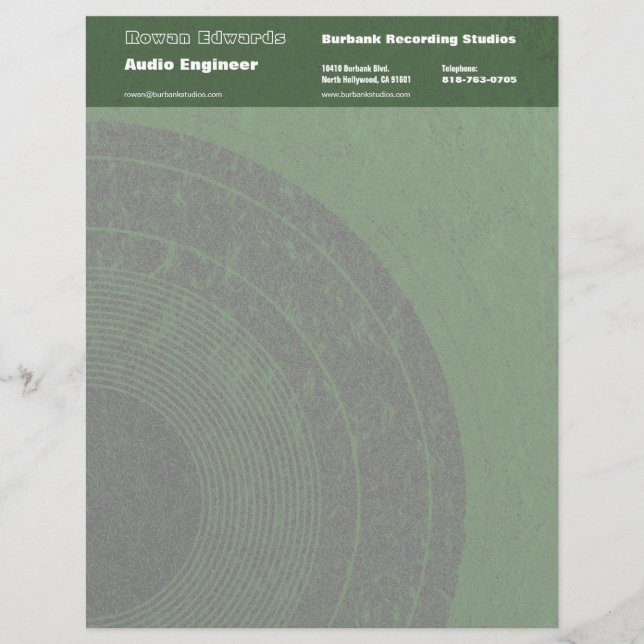 Papel Timbrado Engenheiro de áudio Letterhead (Frente)