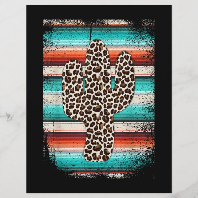 Papel Timbrado Engraçado Leopardo Cactus Serape Cactus impressão  (Frente)