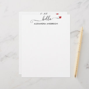 Papel Timbrado Escrito Moderno Mínimo Alô Preto e Branco