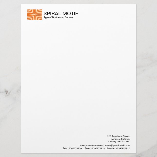 Papel Timbrado Espiral Motif - Laranja (Frente)