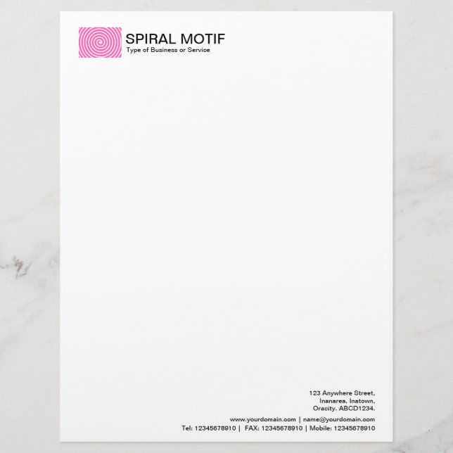 Papel Timbrado Espiral Motif - Rosa (Frente)