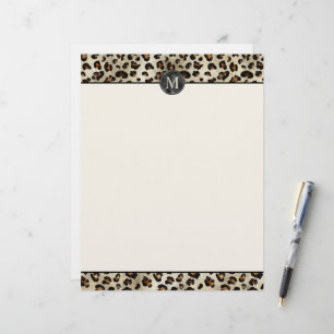 Papel Timbrado Estampa de Animal Leopardo Com Monograma em Folha 