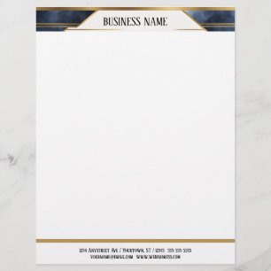 Papel Timbrado Estandarte Geométrico Azul e Dourado