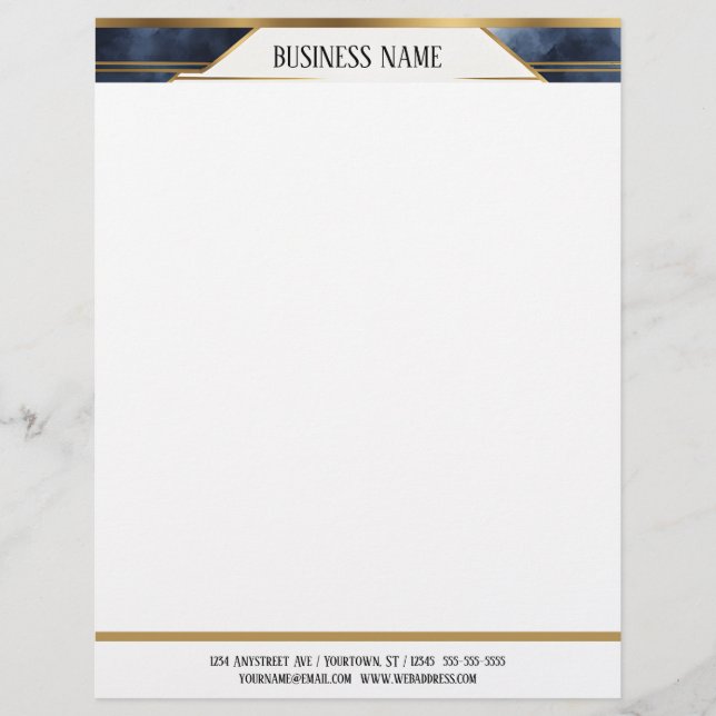 Papel Timbrado Estandarte Geométrico Azul e Dourado (Frente)