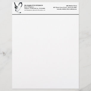 Papel Timbrado Estetoscópio Moderno de Médico e Hospitalar
