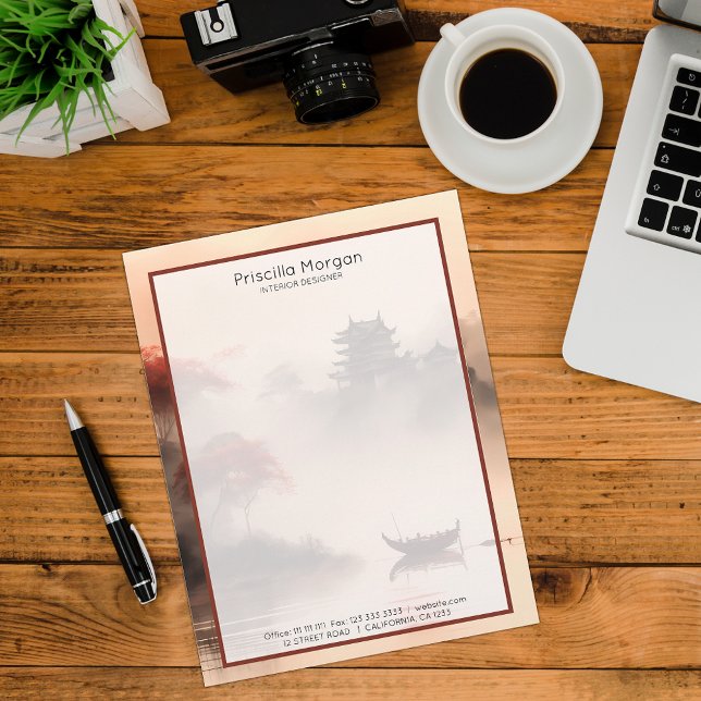 Papel Timbrado Estilo de pintura em chinês antigo (Criador carregado)