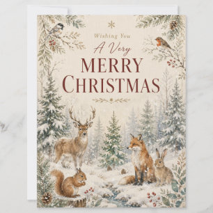 Papel Timbrado Estilo Natalino de Animais da Floresta Caprichosa