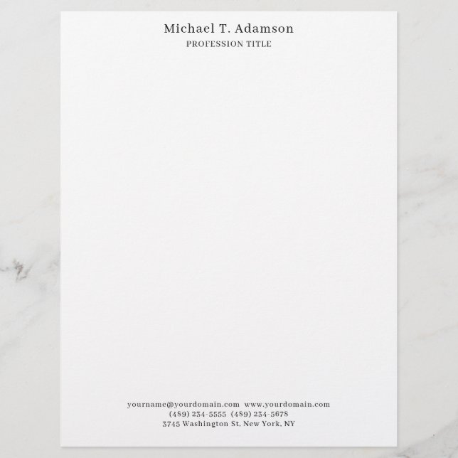 Papel Timbrado Estilo Retro Elegante Simples Branco (Frente)