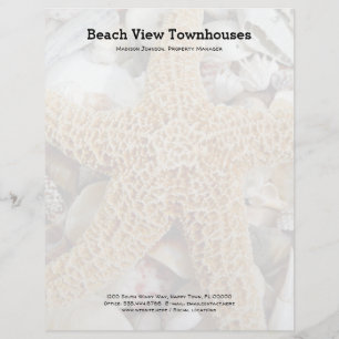 Papel Timbrado Estrelas do Mar Conchas Praia Escri