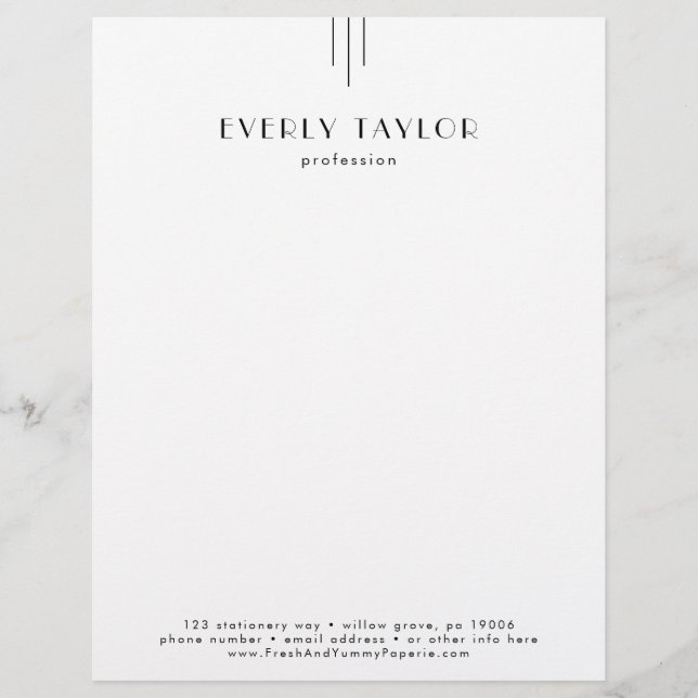 Papel Timbrado EVERLY Art Deco Business Professional Company (Frente)