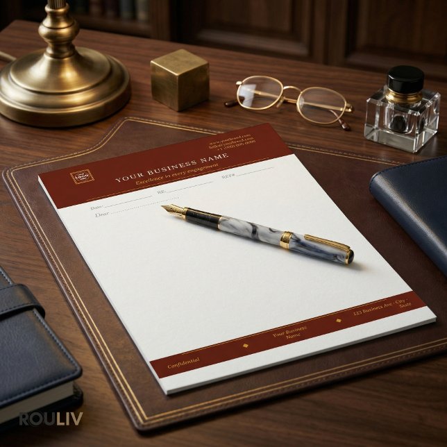 Papel Timbrado Executivo da Marinha Dourada | Negó (Gold Navy Executive Letterhead | Luxury Business Stationery)