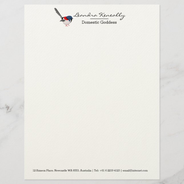 Papel Timbrado Fairy Wren (Frente)