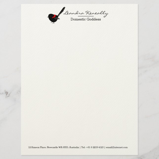 Papel Timbrado Fairy Wren (Frente)