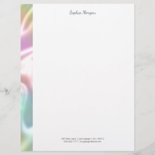 Papel Timbrado Faixa Iridescente, Nome Cinza e Informações de Con