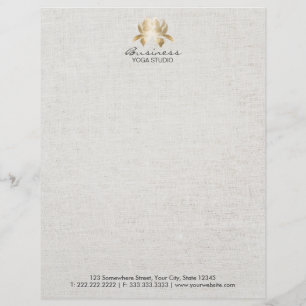 Papel Timbrado Falso Dourado elegante de Lotus da ioga & da