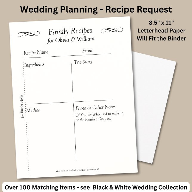 Papel Timbrado Family Recipe Sheets, Black White Infinity Scroll, (Criador carregado)