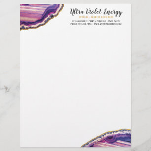 Papel Timbrado Fatias de Ágata Geodo Pedra Preciosa Violeta Ultra