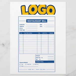 Papel Timbrado Fatura de Hotel de Logotipo Empresarial Personaliz