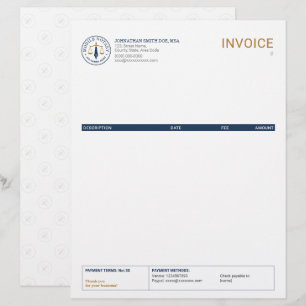 Papel Timbrado Fatura Ouro Naval de Assinatura Legal de Notário M