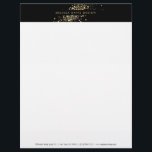 Papel Timbrado Faux Dourado Confetti sobre Preto Moderno Letterhe<br><div class="desc">Coordena com o Faux Dourado Confetti sobre o Modelo de cartão de negócios Black Modern até 1201AM. Uma mistura divertida de pontos falsos de confete de ouro metálico adoraria este moderno design de cabeça-de-letra. © 1201AM CREATIVE</div>