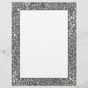 Papel Timbrado Faux Glitter Cinza Prateado Textura Design Parecid