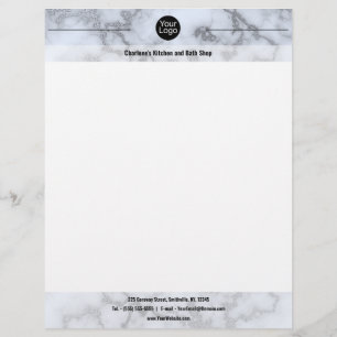 Papel Timbrado Faux Silver Cinza Marble