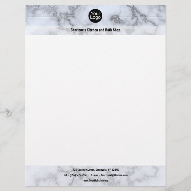 Papel Timbrado Faux Silver Cinza Marble (Frente)