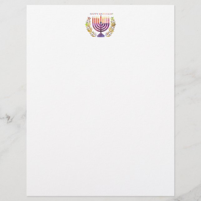 Papel Timbrado Feliz Hanukkah Letterhead (Frente)