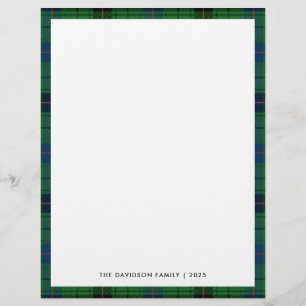 Papel Timbrado Feriado da Família Tartan Verde-Fúria-Verde-Xadrez