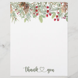 Papel Timbrado Feriado de Pine de inverno, obrigado 